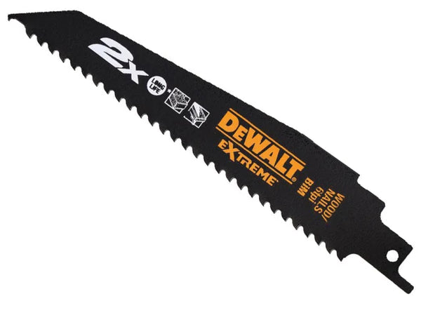 DeWalt 2X Life Wood & Nail Reciprocating Blade 228mm x 6 TPI (Pack 5)